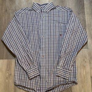 Ariat Men's Navy, White & Burgundy Plaid Button-Down Shirt